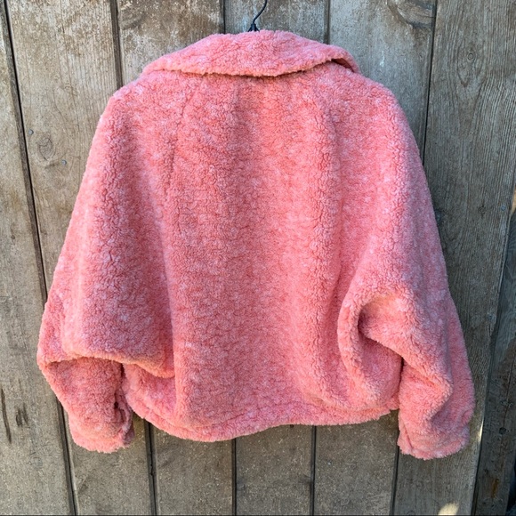 Free People Melon Teddy Swing Jacket Faux Fur Pink Large - Picture 2 of 9